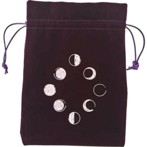 Velvet Tarots Storage Bag Moon Phase Oracle Card Divination Bag Board Game Bag