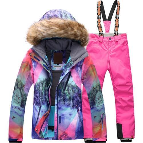 Free shipping new Ski suit set womens Snowboard jacket and pants ski suit Women windproof waterproof Womens winter jackets