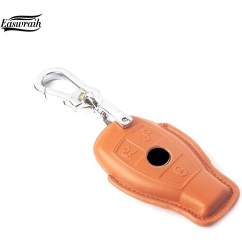 Car Genuine Leather Key Case For Car For Mercedes Benz W205 W211 W221 C117 A B C E S R CLA GLE GLC B200 C180 Accessories