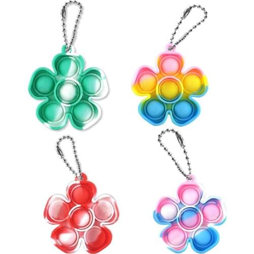 Kids Simple Dimple Fidget Keychain Push Bubble Sensory Toy Anti-stress Relaxing Fidget Autism Toys Stress Relieve Special Needs