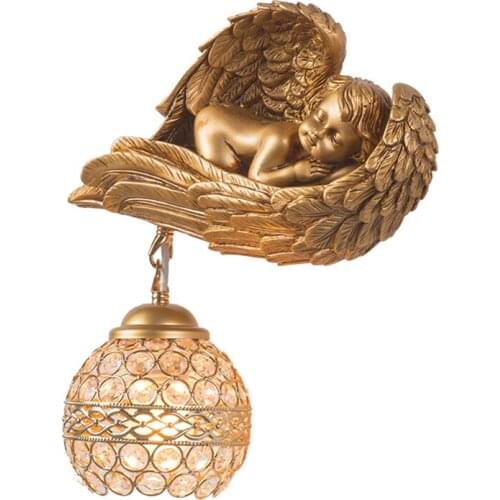 European Sleep Baby Angel Wall Lamps Living Room American Bedroom Bedside Lamp Retro Aisle Staircase Lamp Background Wall Lights