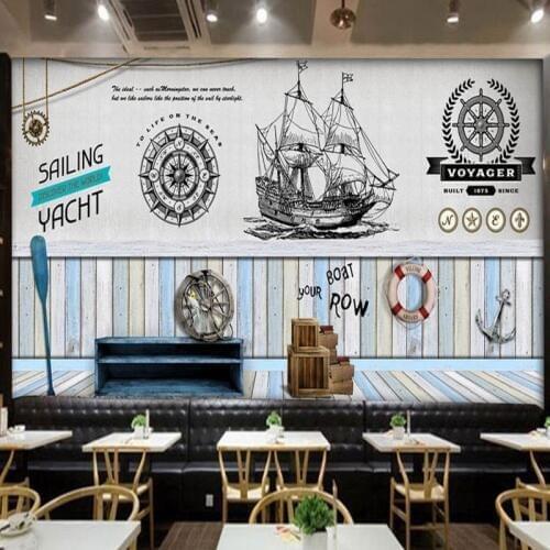 Photo wallpaper Custom fashion board maritime mural bar coffee shop background wall bedroom restaurant wallpaper