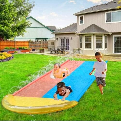 Outdoor Water Spray Game Mat Water Slide Lawn Water Play Toy Inflatable Double Surfer Water Spray Mat Kids Outdoor Rainbow Mat