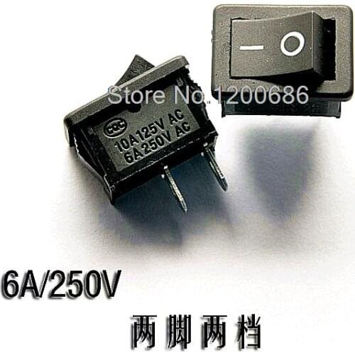 Rocker Power Switch KCD1-101 Black 2 feet 2 files 6A / 250V