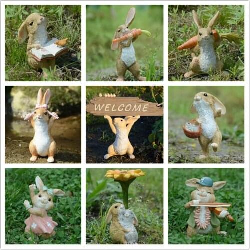 Lovely Rabbit Desk Ornaments Mini Gardening Decor Bonsai Miniascape Decoration Articles Potted Landscape Handicraft Gifts