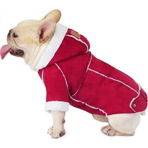 Fashion Small Dog Warm Winter Clothes Hooded Coat Jacket Pet Dog Winter Warm Solid Color Patchwork Hoodie Puppy Coat Clothes