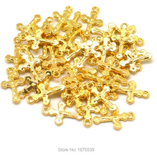 Fashion Gold Small Cross Charm 100 Pieces a Lot