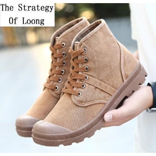 Spring Autumn Sneaker Canvas Casual Male Boots Lace-up 3 Colors Size 39-45 Brand New Footwear Basic Sewing Boots for Men 190608