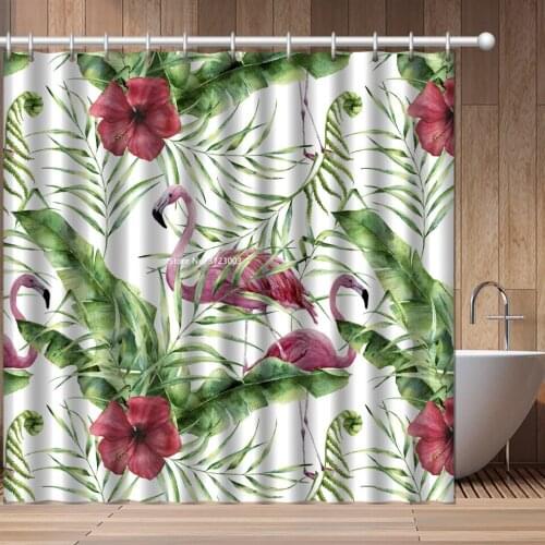 New Plant and Fruit Flamingo Shower Curtain 3D Creative Digital Printing Polyester Waterproof Shower Curtain