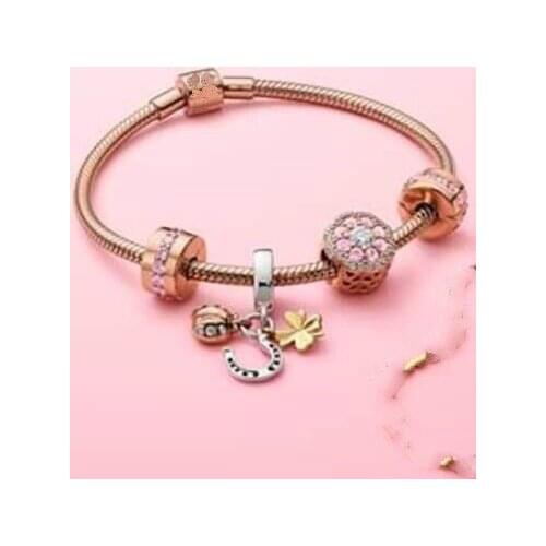 New 1: 1 Pan bracelet set in sterling silver suitable for original DIY bracelets