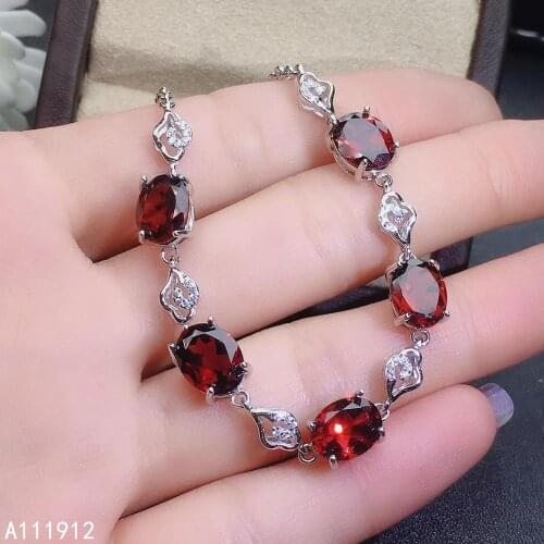 KJJEAXCMY fine jewelry natural garnet 925 sterling silver new women hand bracelet support test lovely