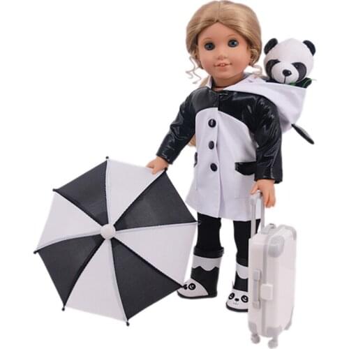 Doll Clothes Panda Clothes Stuffed Doll For 18 Inch American Doll & 43 Cm New Born Baby Reborn Accessories,Toys For Children