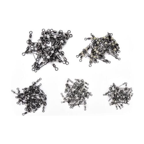 Wholesale 20Pcs 3 way luminous T-shape cross-line rolling swivel fishing swivels fishhooks fishing connector 5 Sizes