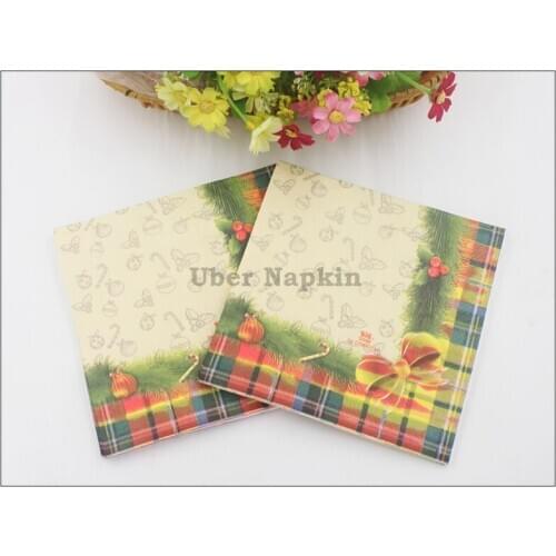 [RainLoong] Printed Christmas Paper Napkin Party Tissue Napkins Supply Party Decoration Guardanapo 33cm*33cm 1 pack (20pcs/pack)