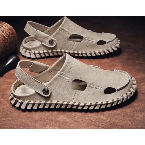 2021 Hot Sale Classics Summer Mens Sandals Genuine Leather Soft Breathable Shoes Beach Casual Sandals High Quality Men Slippers