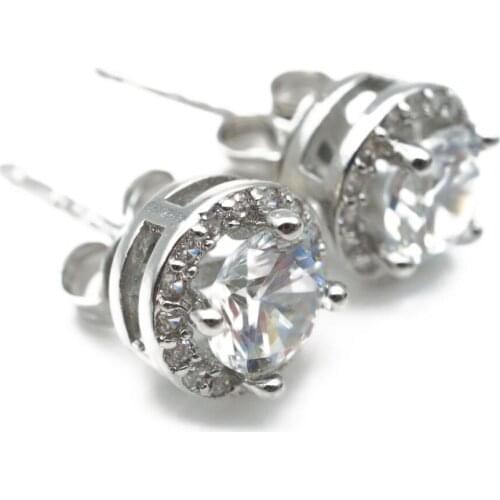 Stud Earrings for women White Gold Color CZ Jewelry AAA zircon Round boucle d'oreille Wedding brincos