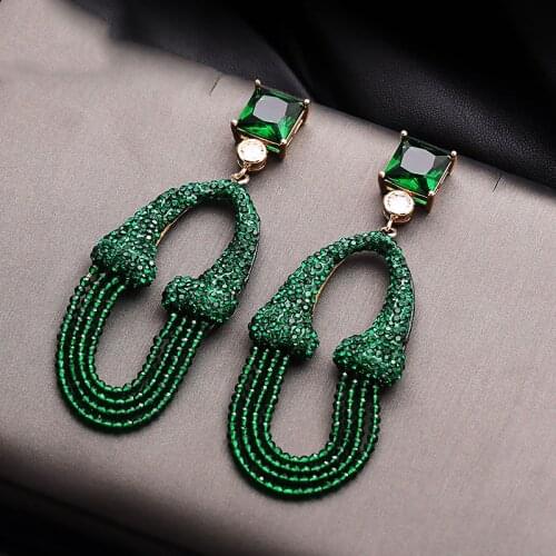 Red/green quartz/zircon tassel hook earrings FPPJ for women gift
