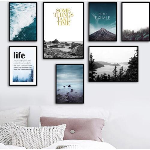 Nordic Minimalist Forest Sea Scenery Art Canvas Painting Posters Prints Modern Home Decor Wall Pictures For Living Room AL124