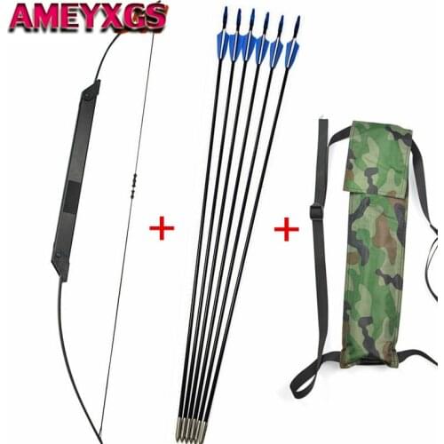 1Set 54" 30-50lbs Archery Folding Recurve Bow Fishing Straight Bow 6pcs Glassfiber Arrow Arrow Quiver For Hunting Accessories