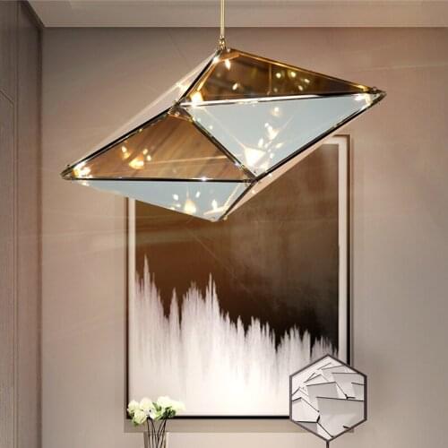 Postmodern LED Diamond Glass Simple Luxury Creative Chandelier Lighting Living Room Bedroom Restaurant Villa Hotel Hanging Lamp