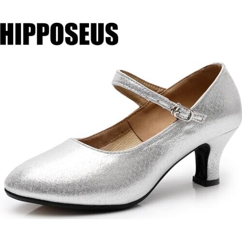 Women Latin Dance Shoes Modern Salsa Tango Ballroom Satin/PU Rubber/Soft Sole 3.5/5.5cm High Heels Dancing Shoes for Girls