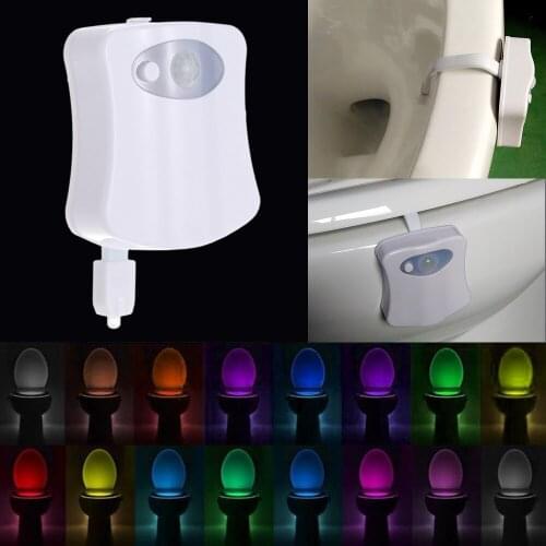 Smart Toilet Nightlight Seat Night Light Sensor Lamp 8/16 Colors Waterproof Battery-operated Motion Activated LED Luminaria Lamp