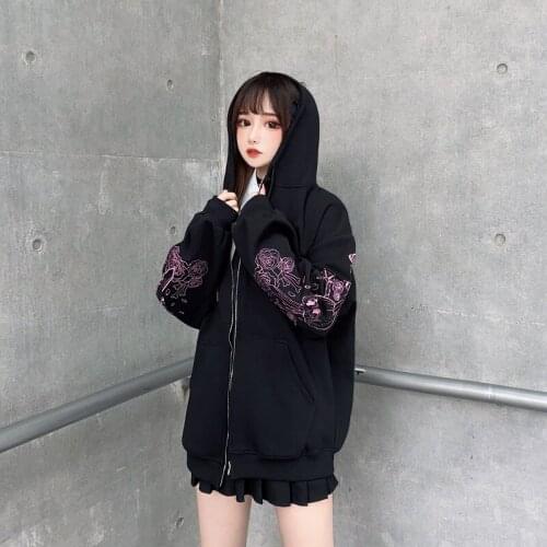 Spring Autumn Womens Zip Up Hoodies Gothic Halloween Skull Crown Print Long Sleeve Oversized Pocket Sweatshirts