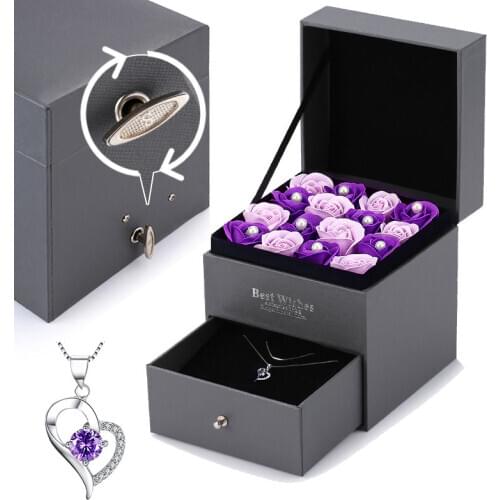 High-end Exquisite Eternal Flower music box Rose necklace decoration Crafts fashion Christmas Creative birthday gift For girl