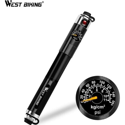 WEST BIKING Portable Bike Pump Gauge High Pressure Hand Pump Inflador Bicicleta Bike Accessories Schrader & Presta Bicycle Pump
