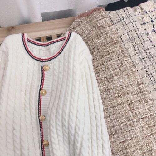 Women Knitted Cardigans Sweater 2021 Fashion Autumn Long Sleeve Loose Coat Casual Button Cloths Thick V Neck Solid Female Tops