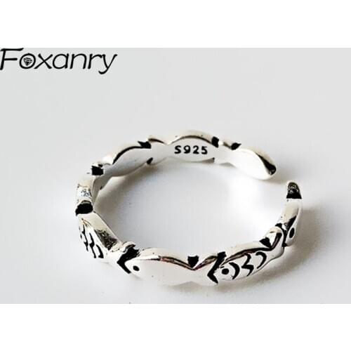 Foxanry Minimalist 925 Sterling Silver Fishs Rings Fine Jewelry for Women New Fashion Vintage Punk Party Accessories Gifts