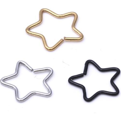 1PCS 18G 5 Star Shape Earring Nose Ring Tragus Piercing Nipple Labret Anodized Seamless Endless Tragus Cartilage Hoop Ring
