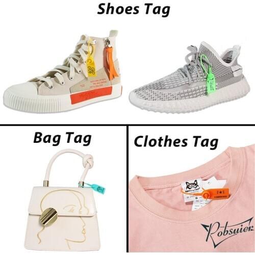 1000Pcs Custom Clothing Brand Tag Disposable Plastic Personalized Garment Security Seal Hang Tags Label for Clothes Shoes 18CM