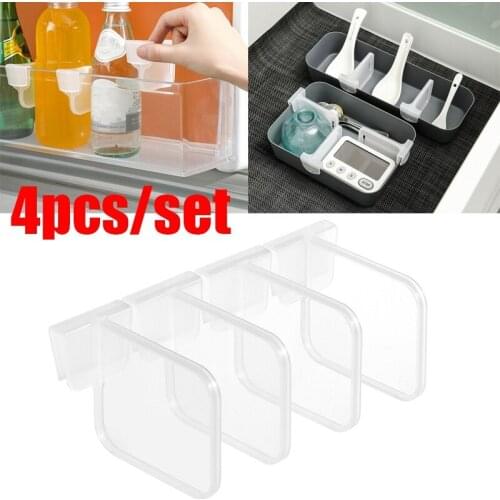 2sets Drawers Divider Snap Partition Holder Partition Board Refrigerator Storage Plastic Kitchen Tools Household Storage