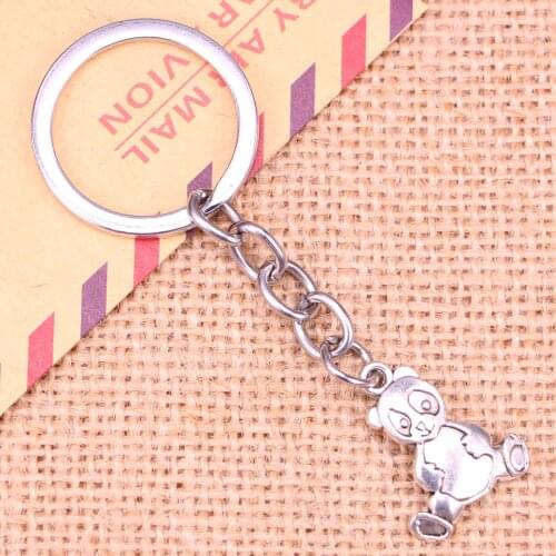 20pcs New Fashion Keychain 23x18mm panda bear Pendants DIY Men Jewelry Car Key Chain Ring Holder Souvenir For Gift