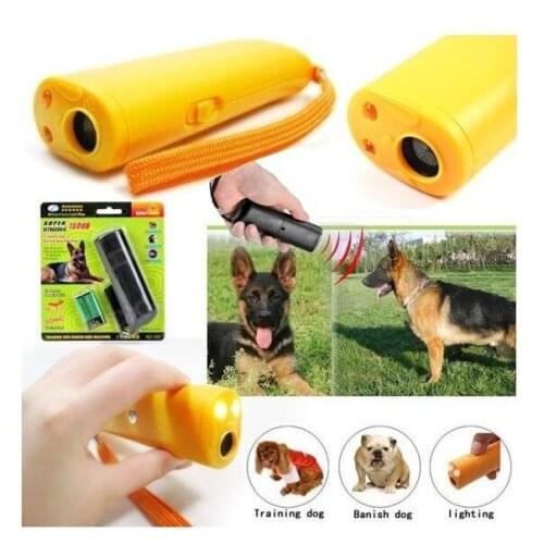 1PC New 3 in 1 Dog Anti Barking Device Ultrasonic Dog Repeller Stop Bark Control Training Supplies With LED Flashlight