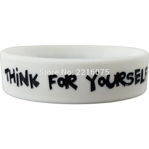 300pcs one inch Think For Yourself Question Authority wristband silicone bracelets free shipping by DHL express