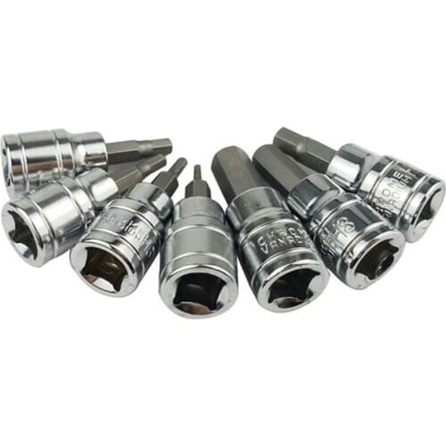 9Pcs 3/8"DR Screwdriver Sleeve Chrome Vanadium Steel Bits Socket H2 H3 H4 H5 H5.5 H6H7 H8 H10 Woodworking Drill Tool