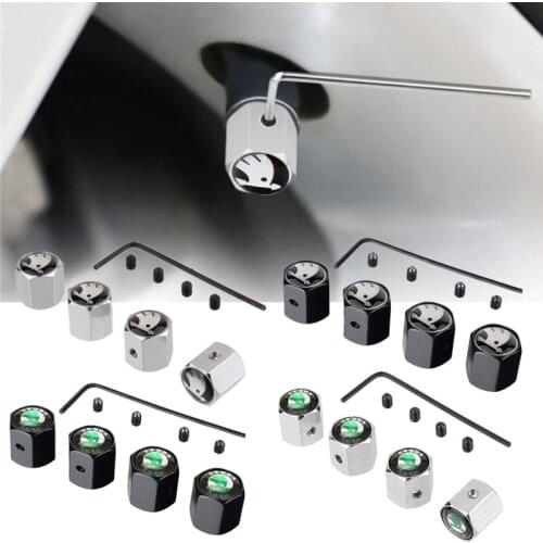 Car Tire Valve Stem Caps for Skoda Octavia A7 Superb 2 Fabia Rapid Yeti Kodiaq Kamiq Auto Tyre Valve Caps Exterior Accessories