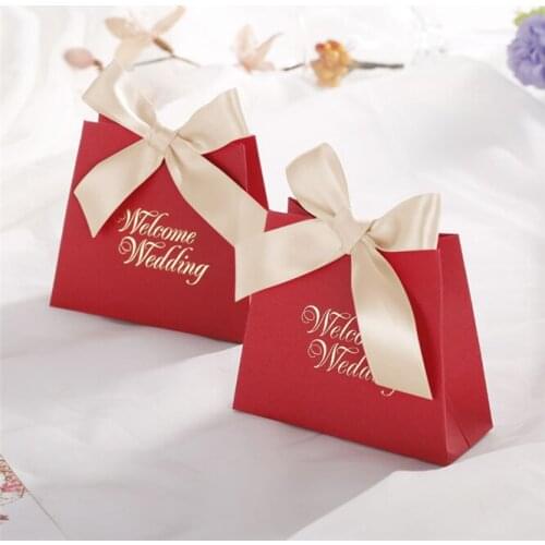 Bowknot Ribbon Wedding Favors Gifts Box Paper Candy Box Chocolate Packaging Box Party Supplies Decorations Giveaways Boxes 30pcs