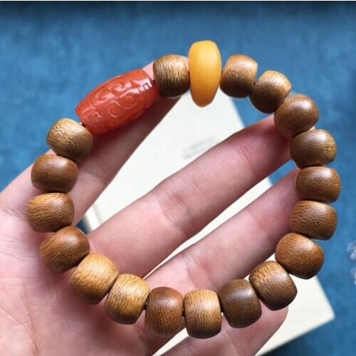 Aloes bracelet with sweet milk fragrance thick oil old material bead bead south red wax