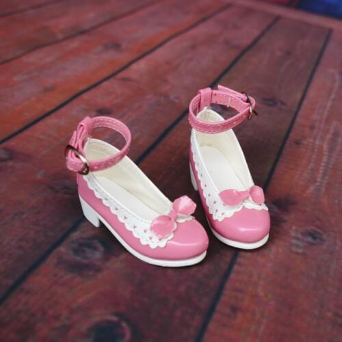D01-P171 children handmade toy 1/3 1/4 Doll Accessories BJD/SD doll pink buckle bow princess shoes 1pair
