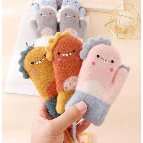 Cartoon Bunny Baby Gloves Warm Autumn Winter Kids Girl Boy Full Finger Gloves Knitted Thick Outdoor Children Toddler Mittens