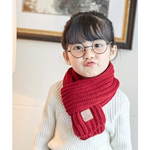 Childrens Plush Winter Scarf Lovely Boy Girl Baby Winter Warm Color Scarf Knitting Wool Children Neck Warmer