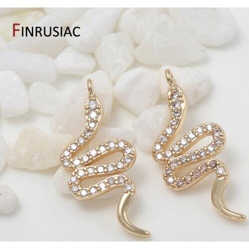 DIY Jewelry Accessories Gold Plated Copper Zircon Snake Pendant Charms For Necklace Earrings Jewellery Making