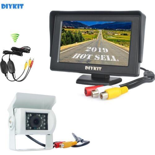DIYKIT 4.3inch Car Rear View Monitor IR CCD Backup Camera Parking Assistance System for Trucks Caravans Bus Motorhome