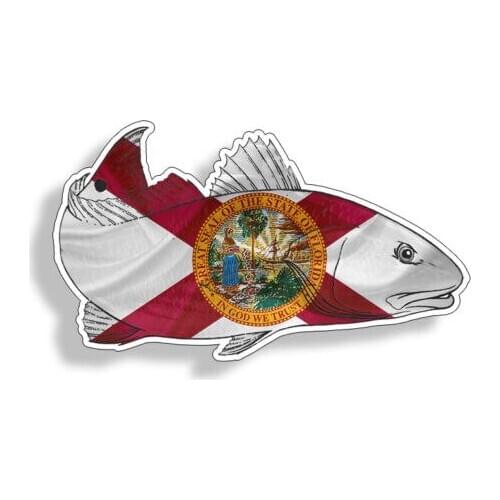 Florida FL Flag Redfish Red Fish Sticker Decal Fishing Boat Truck Car Graphic HD