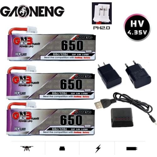 GNB 1S 3.8V Tinyhawk Snapper7 E010 M80S Tiny7 Beta85 Drone HV Lipo battery Charger Set 650mAh 4.35V 60C/120C With PH2.0 Plug