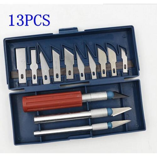 Engraving Knife Metal Handle Craft Scalpel DIY Tools With 13 pcs Blade for PC Laptop Mobile Phone Repair Tool