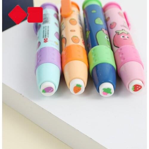 Pencil Rubber Retractable Press Cute new creative student eraser fruit pattern Eraser School Stationery Erasers for Kids